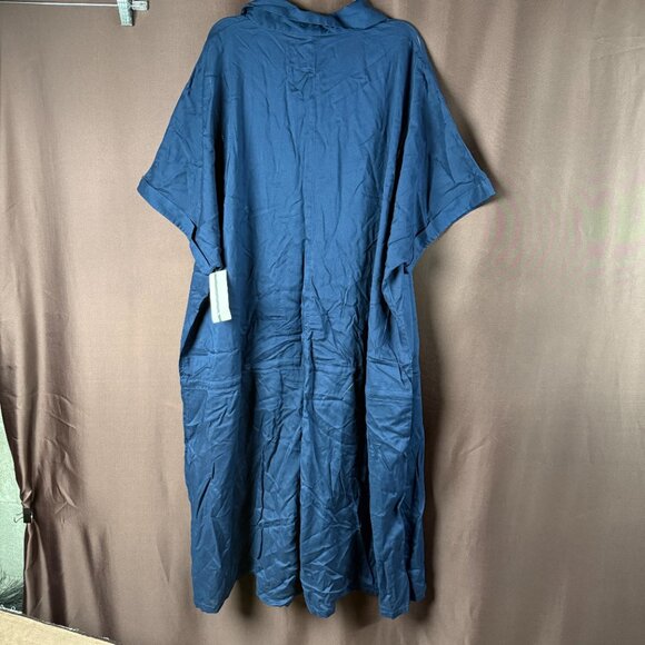 Lands' End Women's M-L,‎ 1X Deep Sea Navy Button Front Swim Cover-up Romper - Picture 8 of 11